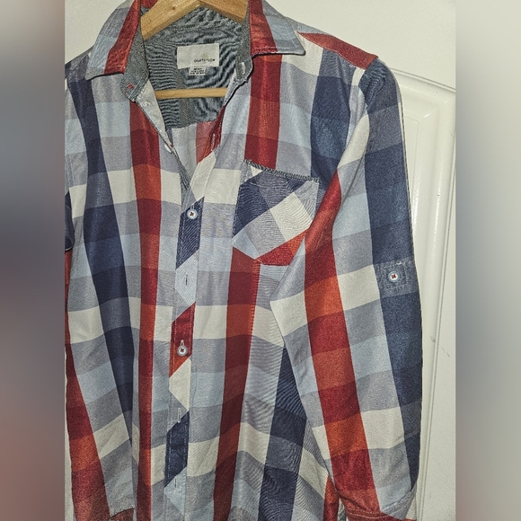 Big Boy (14-16) Flannel, Plaid Pattern Shirt - Red and Blue - Picture 2 of 9